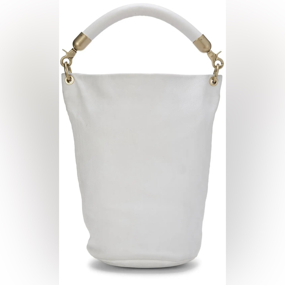 CHANEL White CC Bucket Handbag Calfskin Leather - Picture 2 of 4